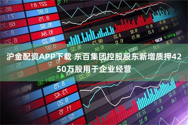 沪金配资APP下载 东百集团控股股东新增质押4250万股用于企业经营